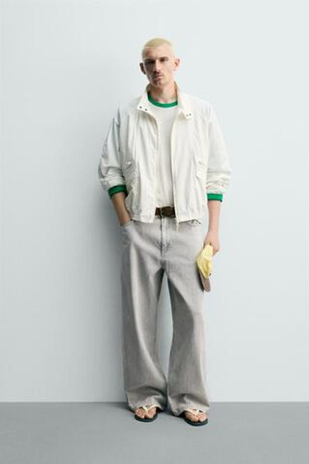ZARA БРЮКИ RELAXED STRAIGHT FIT В ПОЛОСКУ, ПОЛОСКИ