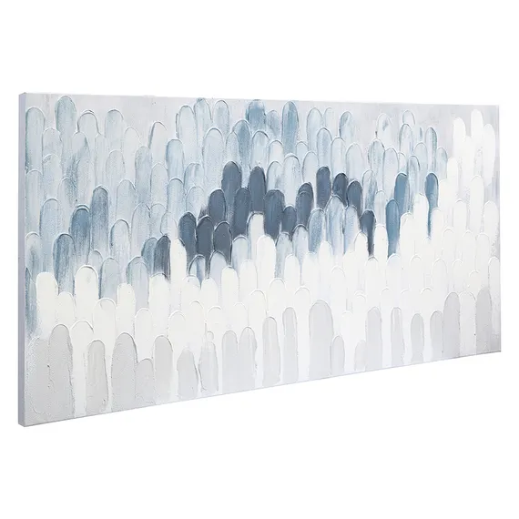 Панно декоративное с ручной росписью by feel, 140х70 см, серо-голубое