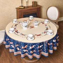 СКАТЕРТЬ КРУГЛАЯ "PASSAGE" 220СМ ,БЕЖЕВЫЙ, 100% ХЛОПОК,ТВИЛ,ПРОПИТКА