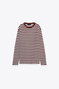 ZARA СВИТЕР В ПОЛОСКУ В СТИЛЕ РУСТИК, ПОЛОСКИ