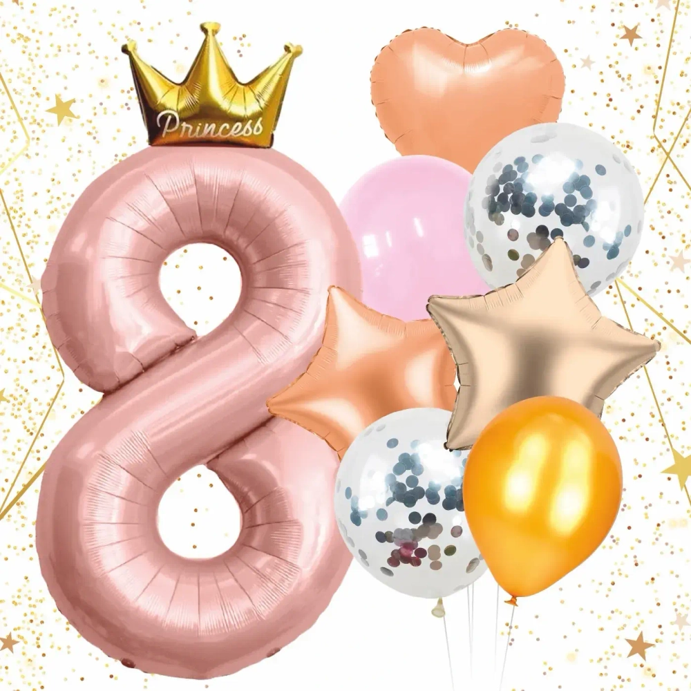 Набор шаров 8 шт «8 - Prince», розовый (цирфа + 7 шаров)