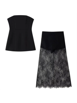 Костюм топ с кружевной юбкой