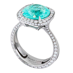 Кольцо с турмалином Параиба и бриллиантами, R0070-33/1