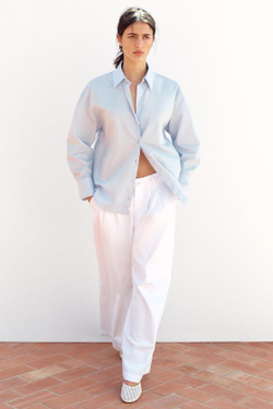 ZARA ДЖИНСЫ Z1975 WIDE-LEG СО СРЕДНЕЙ ПОСАДКОЙ И ЗАЩИПАМИ, БЕЛЫЙ