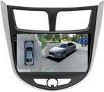 Магнитола для Hyundai Solaris 1 2010-2016 (рамка серебристо-черная тип 3) - Teyes CC3-2K-360 на Android 10, 2K QLED, 6Гб+128Гб, CarPlay, 4G SIM-слот, 4 камеры в комплекте