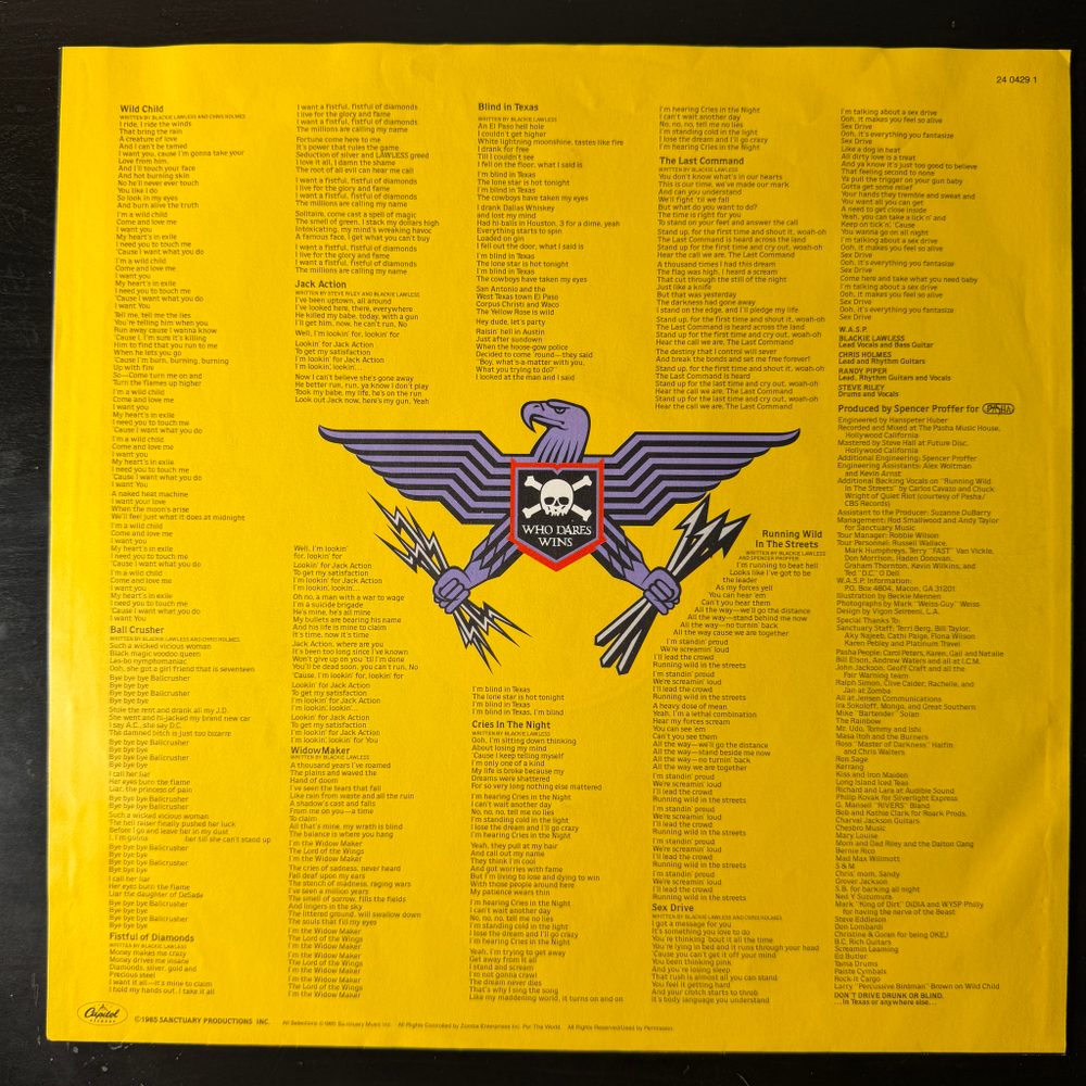 W.A.S.P. - The Last Command (Европа 1985г.)