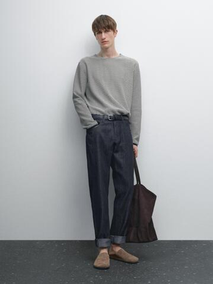 Massimo Dutti Зауженные джинсы из хлопковой смеси, индиго