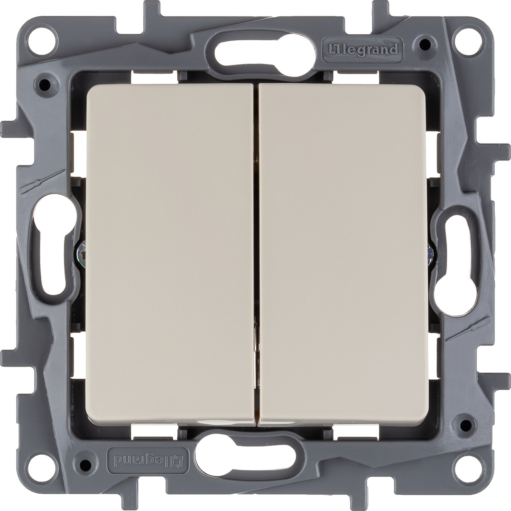 Выключатель 2х-клавишный 10А 250В слоновая кость ETIKA Legrand