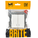 BRITE Выключатель 2-клавишный с индикацией 10А ВС10-2-1-БрБ белый IEK