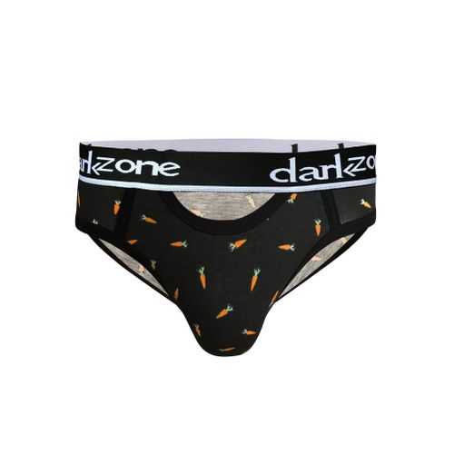 Мужские трусы брифы с вырезом черные с принтом &quot;морковки&quot; DARKZONE DZN6260