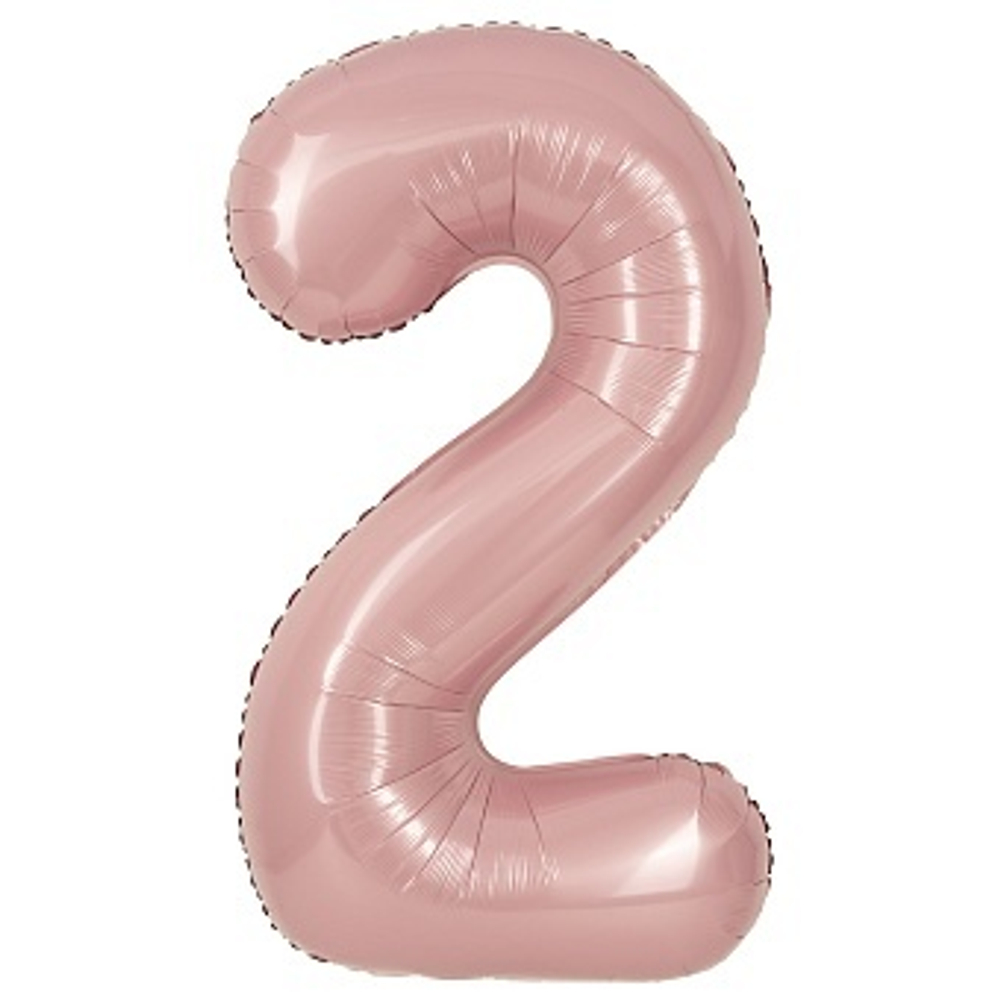 К 40" Цифра 2 Пыльная роза Сатин 100 см.