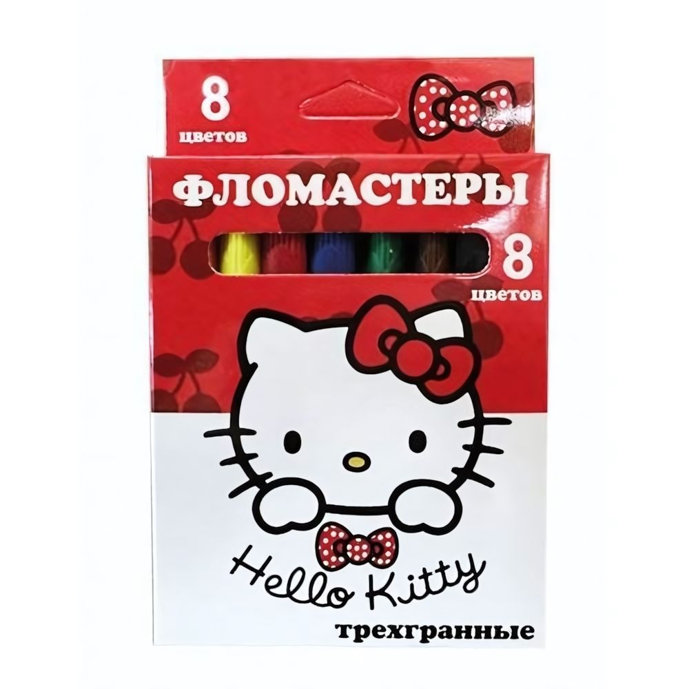 Фломастеры 8цв. &quot;Hello Kitty&quot; треугольные, в карт.упаковке с европодвесом (Центрум)