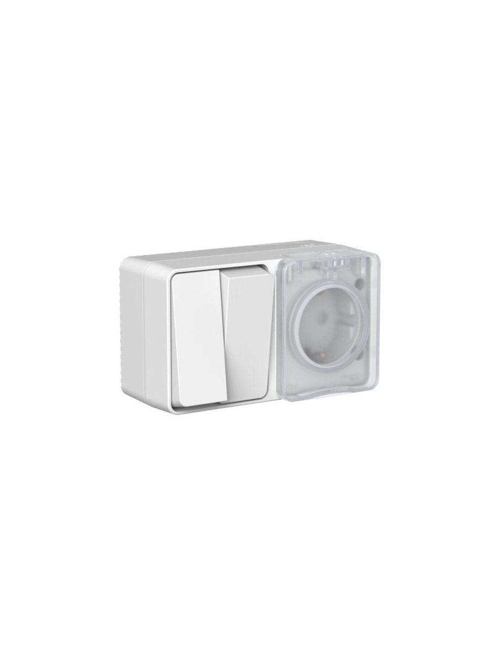 Блок ОП AtlasDesign PROFI IP54 (розетка 1-м 16А заземл. защ. шторки + 2-кл. выключатель 10А) сер. SE ATN543074