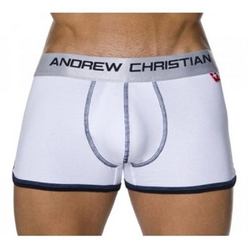 Мужские трусы боксеры белые с пуш-ап Andrew Christian White Shock Jock Boxer  4720