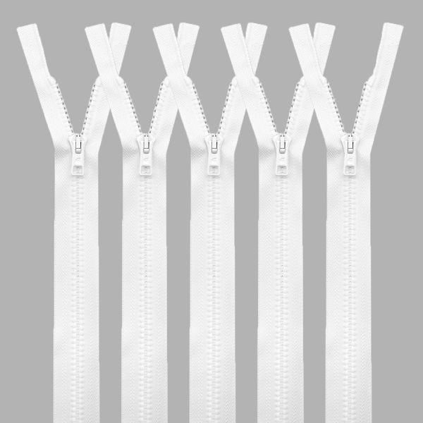 Молния трактор Arta Т6 (6 мм) 1 зам., разъем., 85 см, цв. 001 белый, уп.5 шт