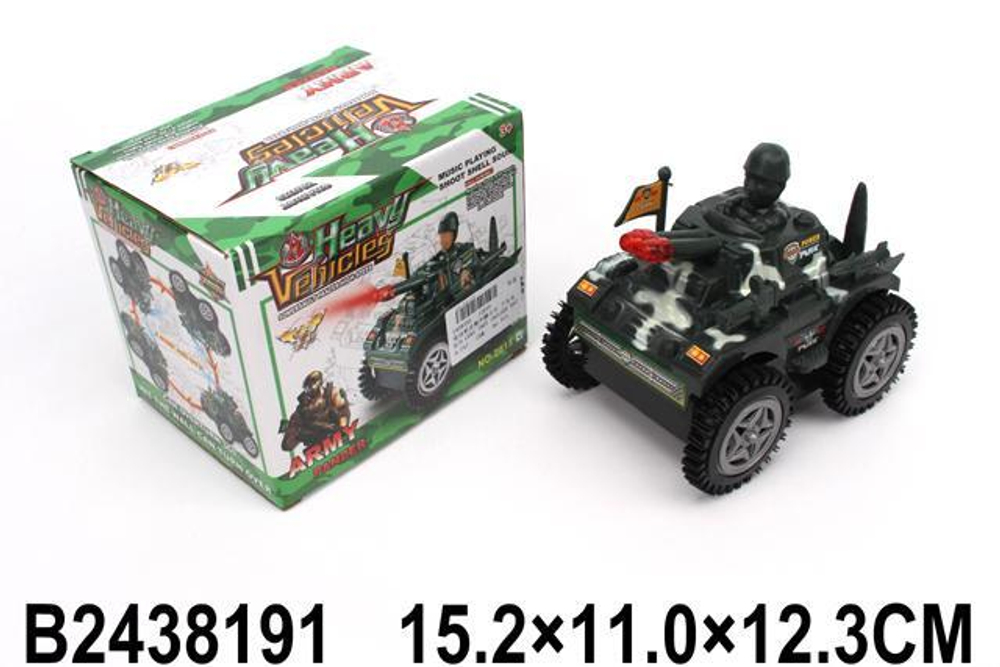 Машина Военная на бат. 15см, коробка 2015