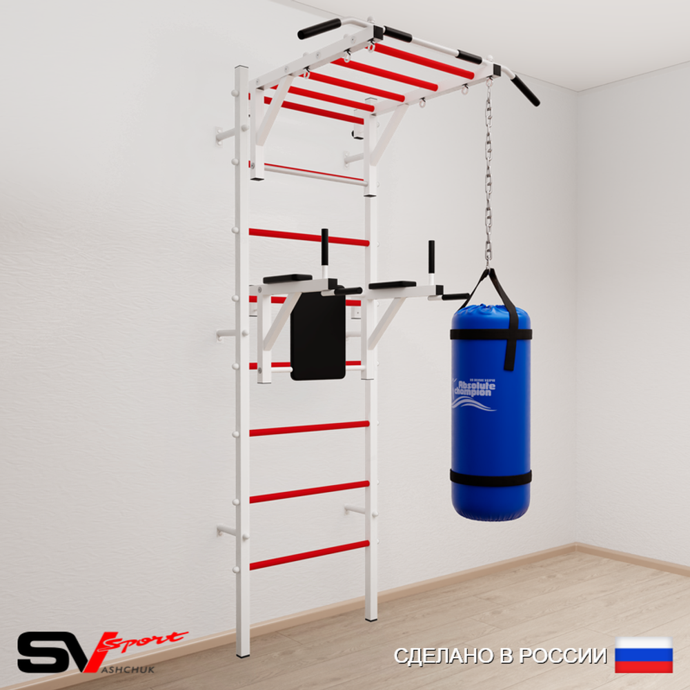 Шведская стенка Sv Sport усиленная 6221 (Турник рукоход/Брусья/Цепь/Мешок 15кг)