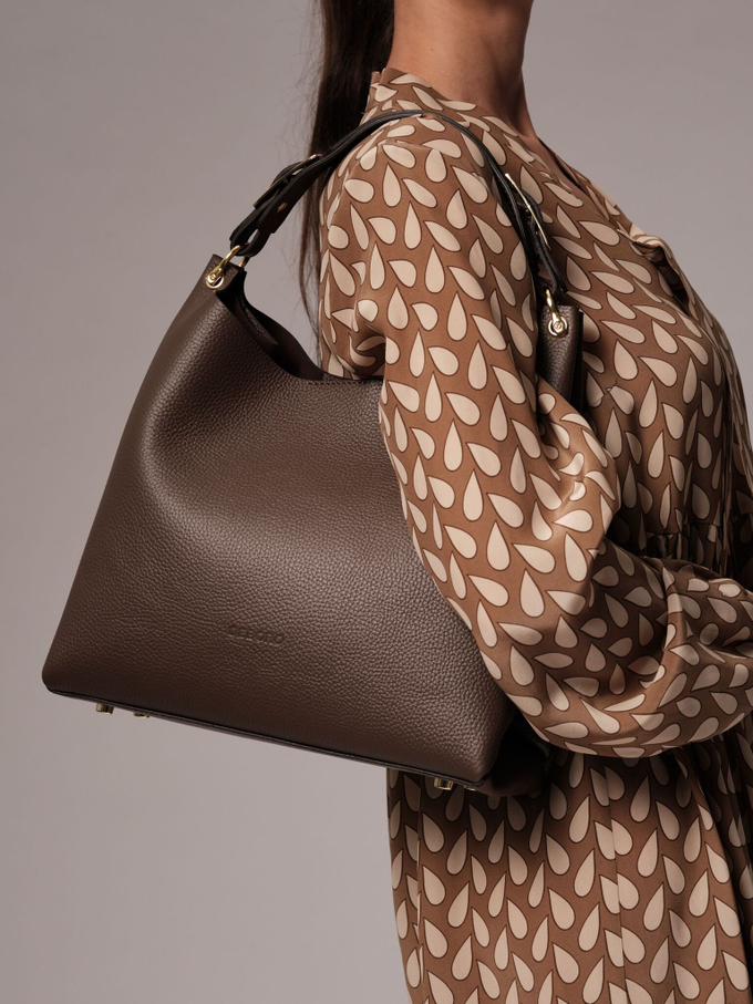 Сумка кожаная коричневый торф