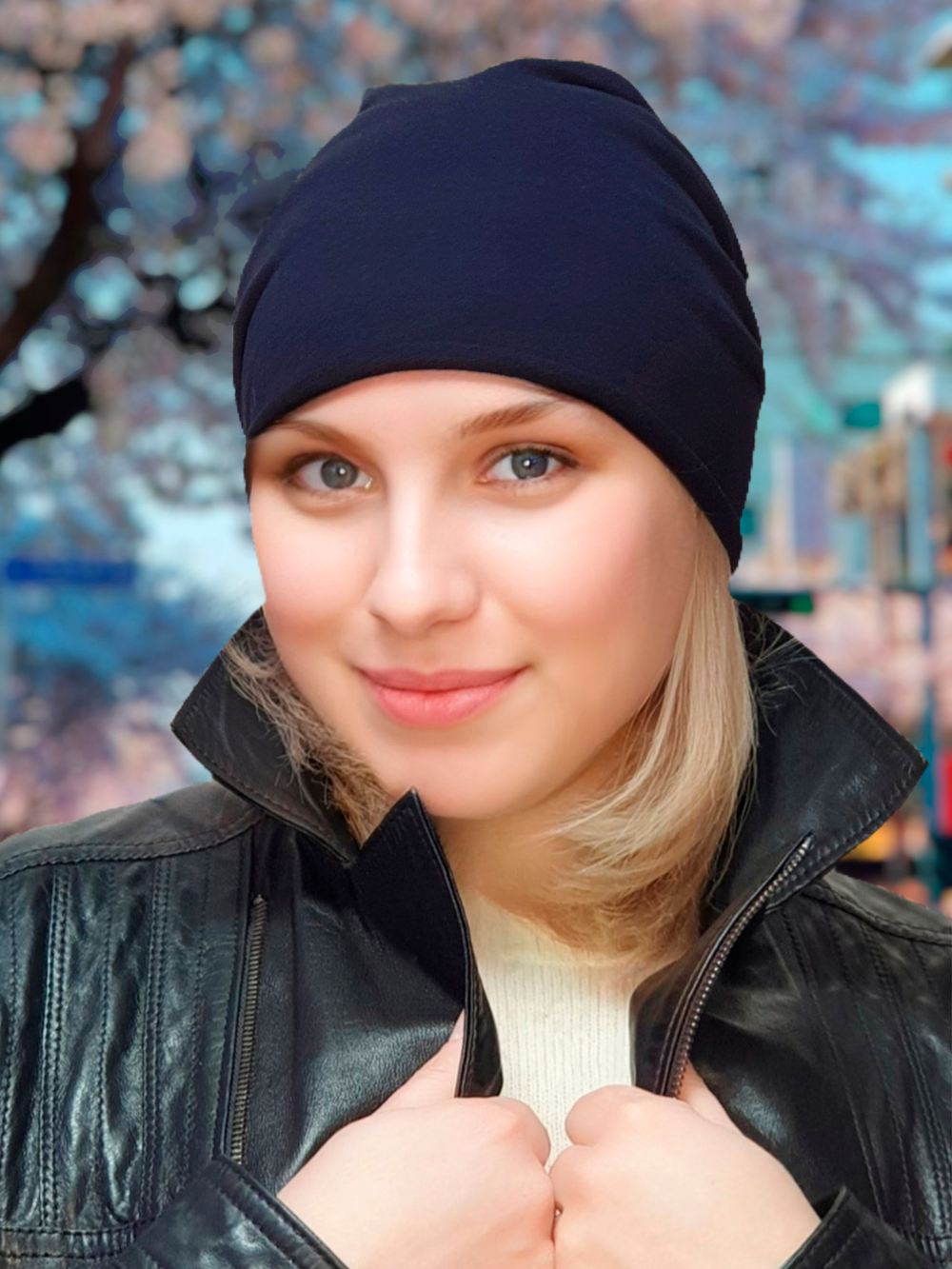 Шапка БАЙРОН 2 тонкая хлопковая трикотажная из френч-терри