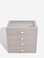 Органайзер для украшений и часов со стеклянной крышкой Stackers Classic Jewellery Box, 4 секции - White Pebble (White Pebble / серый / White Pebble / 500)