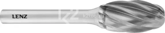 Борфреза твердосплавная LENZ форма E (овал), 10х16х6х60 мм, насечка №7, без покрытия, арт. LZBE 030 N7