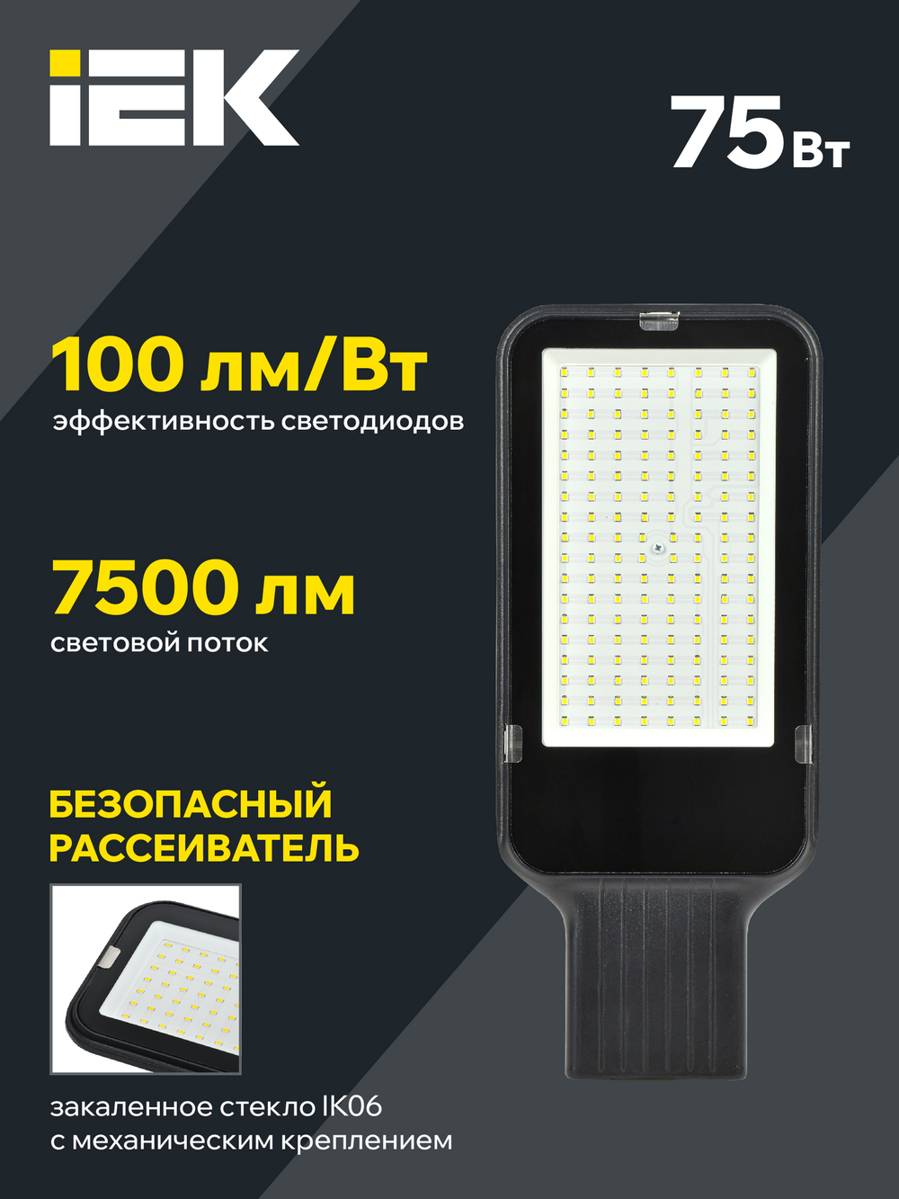 Светильник LED консольный ДКУ 1013-75Д 5000К IP65 IEK