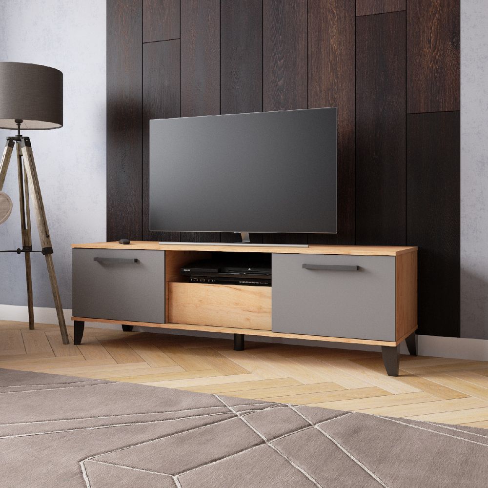 Тумба под ТВ ТВМ-2 (Дуб крафт золотой/Графит) 500х1600х475 мм МФ Микон