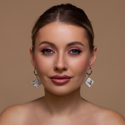 Серьги - Конго с Подвесками - Авангард Охра/Брызги