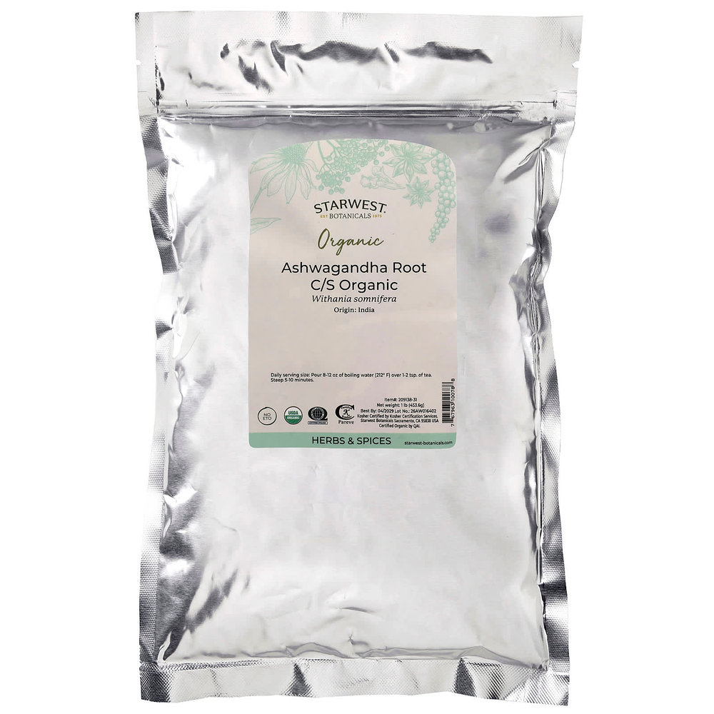 Starwest Botanicals, Органический корень ашваганды C / S, 453,6 г (1 фунт)