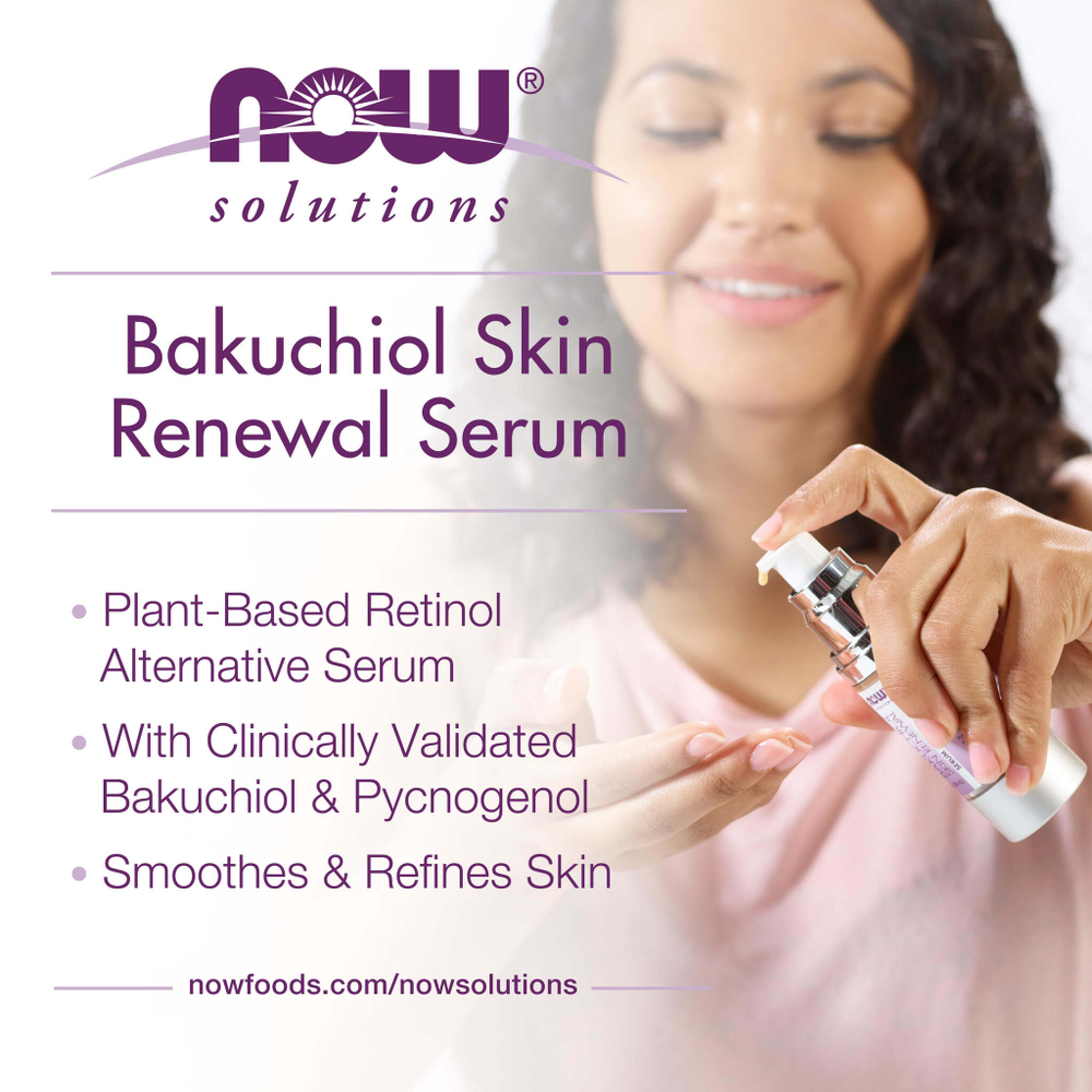 NOW Foods, Solutions, восстанавливающая сыворотка с бакучиол, 30 мл (1 жидк. унц.)