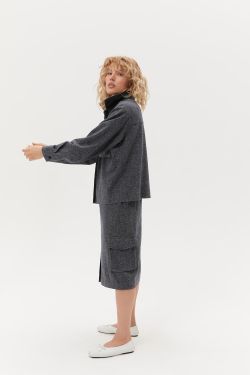 Юбка с накладными карманами (Working Girl), синяя меланж