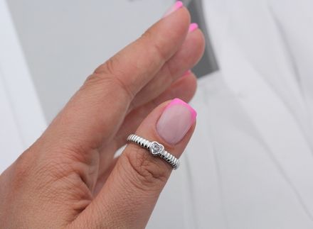 Кольцо "Сердце" с прозрачным кристаллом 5мм