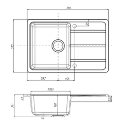 Кухонная Мойка Аманда (Серая) NEW