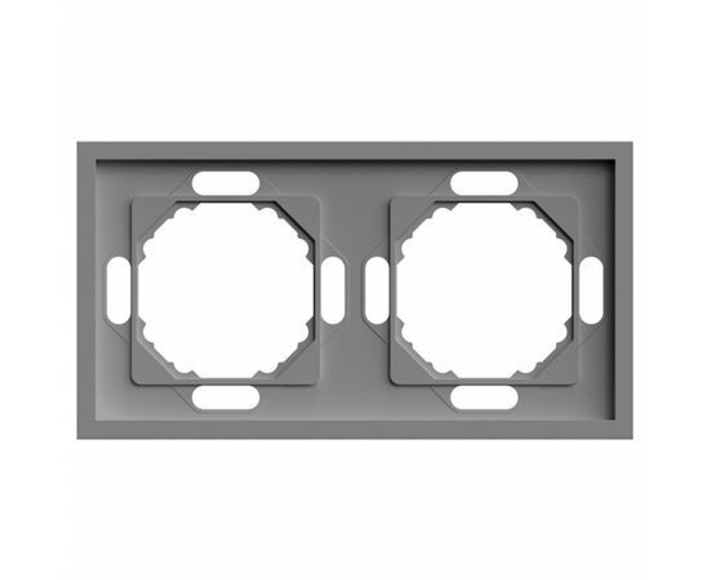 Рамка 2-местная с покрытием Soft Touch !! 3 штуки !!, серия Эмили, PFR00-5002-10, платиново-серый, STEKKER 49963