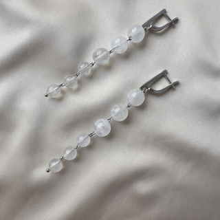 Серьги «Лунный штрих» — адуляр (лунный камень)