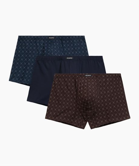 Трусы мужские боксеры (3шт), Atlantic 3MH-216, хлопок, океан + темно-синий + коричневый