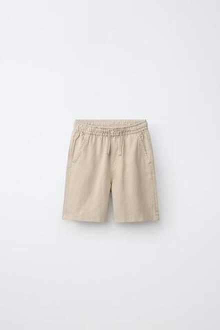 ZARA ШОРТЫ ИЗ СТРУЯЩЕГОСЯ ЛЬНА, ПЕСОЧНЫЙ