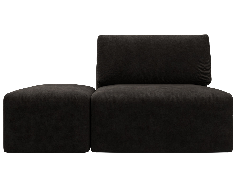 Модули диван и пуф Лига-060 НПБ, BRUT 17 коричневый, Велюр, 129606