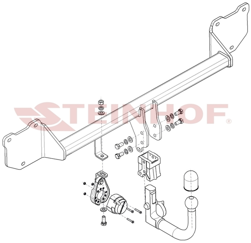 Фаркоп Steinhof M-283 для Mini Cooper Countryman S/SD R60 2010-2017, Mini Cooper Paceman 2WD R61 2012-2016(паспорт и сертификат в комплекте)(без электрики)