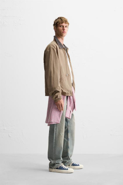 ZARA КУРТКА С КОНТРАСТНЫМ ВОРОТНИКОМ, РЫЖЕВАТО-КОРИЧНЕВЫЙ