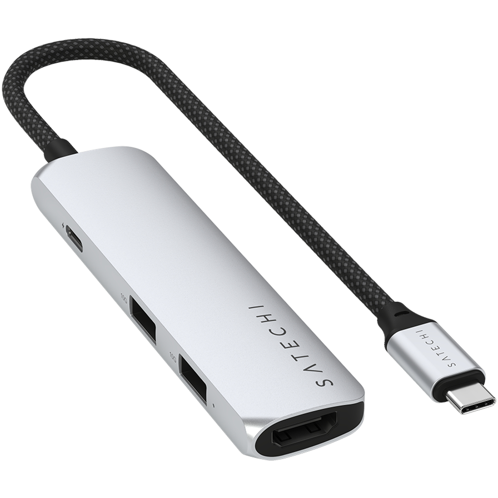 SATECHI 4-in-1 USB-C Slim Multiport Adapter 4K (Silver)