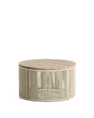 Уличчный столик Dandara из стали, веревки цвета экрю и массива акации Ø70 см