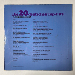Винтажная виниловая пластинка LP Сборник Эстрады Die 20 Deutschen Top-Hits 3. Ausgabe Ungekurzt (Germany 1975)