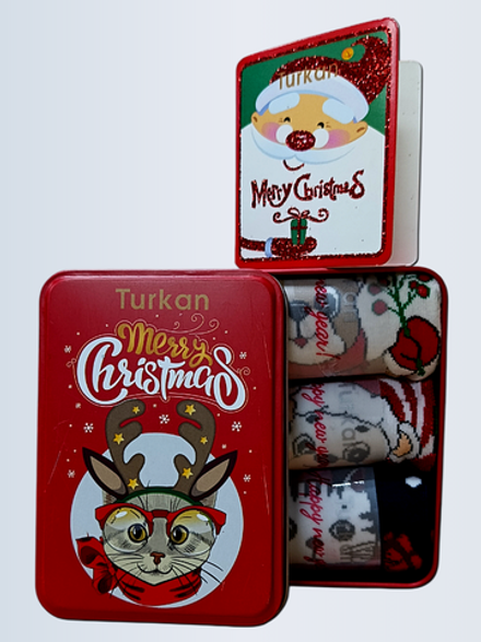 7888 Носки новогодние женские в коробке (3 пары) (36-41)