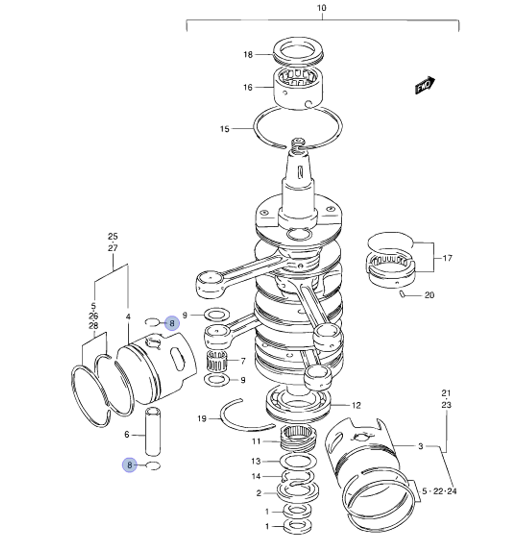 Стопорное кольцо Suzuki DT40-DT100