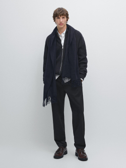 Massimo Dutti Кардиган с карманами на молнии и контрастными деталями, темный антрацит