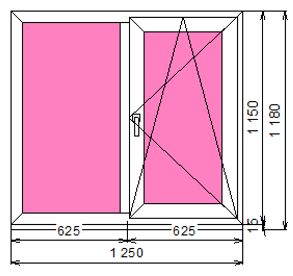 Пластиковое окно 1150 х 1250 ТермА Эко