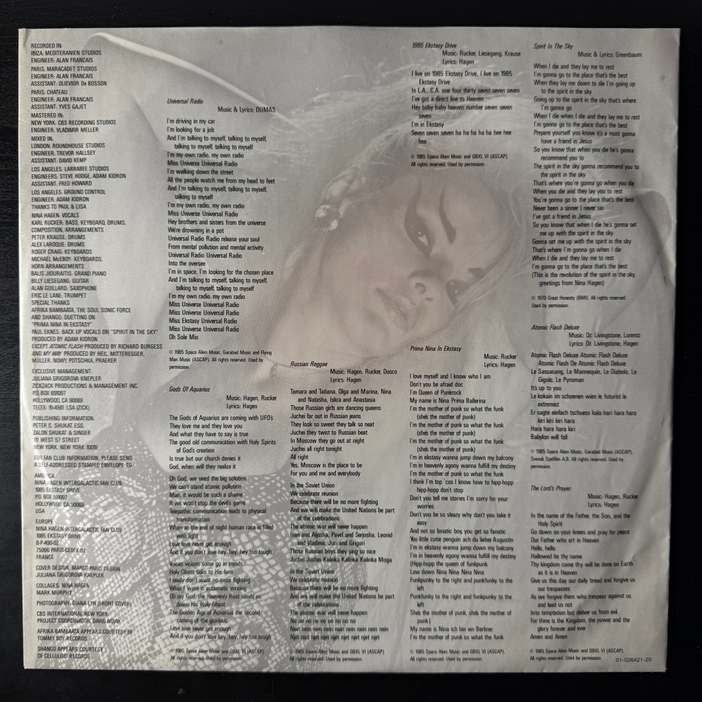 Nina Hagen - In Ekstasy (Голландия 1985г.)