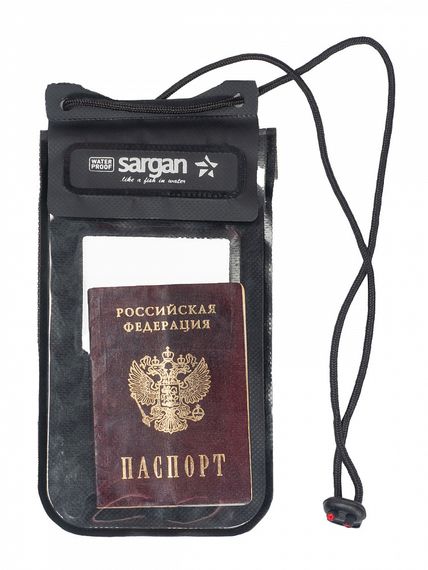 Чехол водонепроницаемый Sargan Сухов ОК для телефона с окном для документов 12см*18см черный