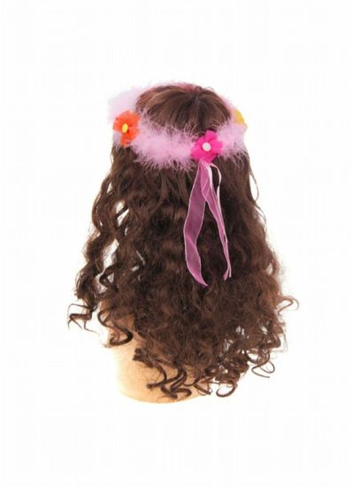 Венок на голову Цветочки, с пухом, розовый